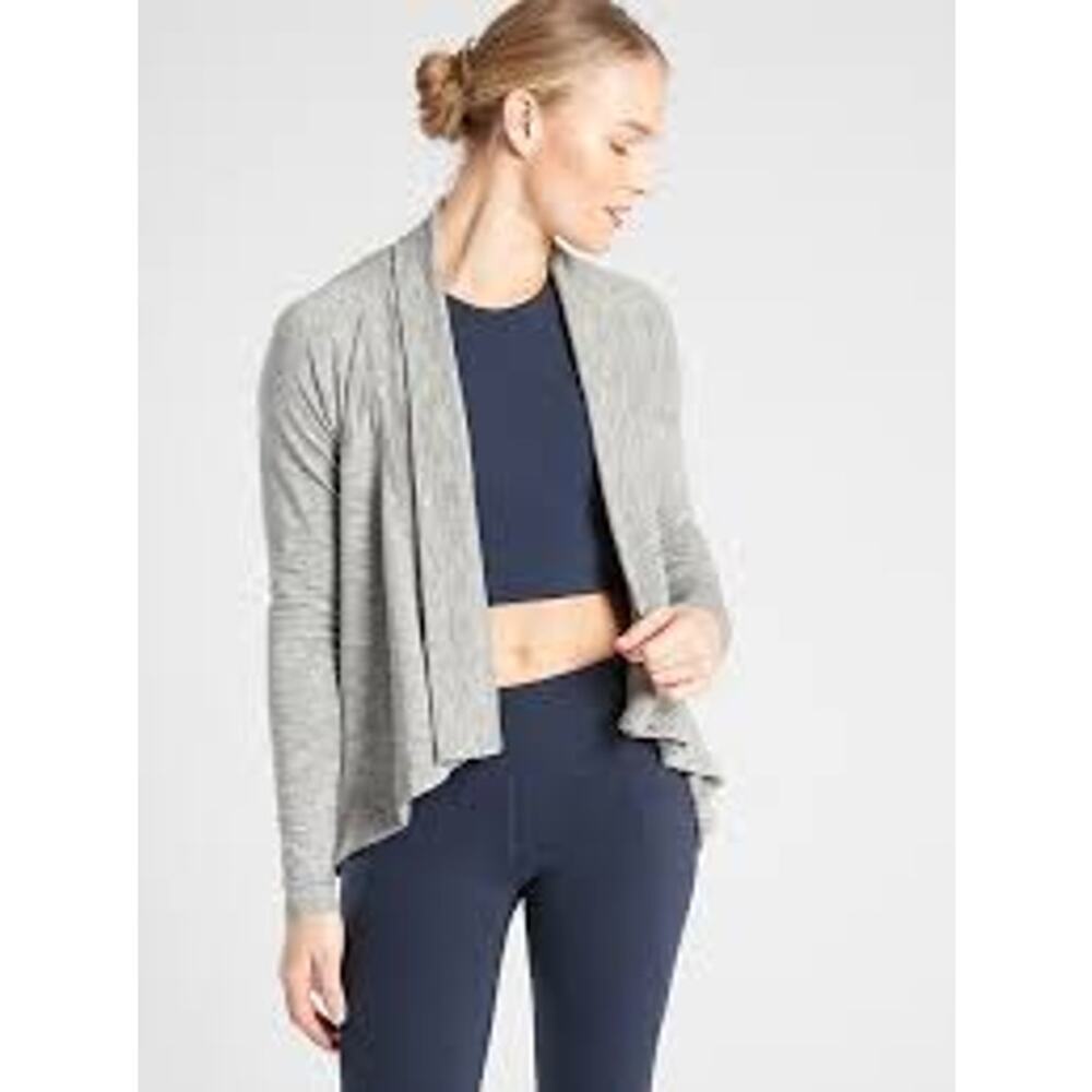 Athleta Modal Blend Nirvana Wear Two Ways Wrap Cardigan Sweater Women Sz XS Gray